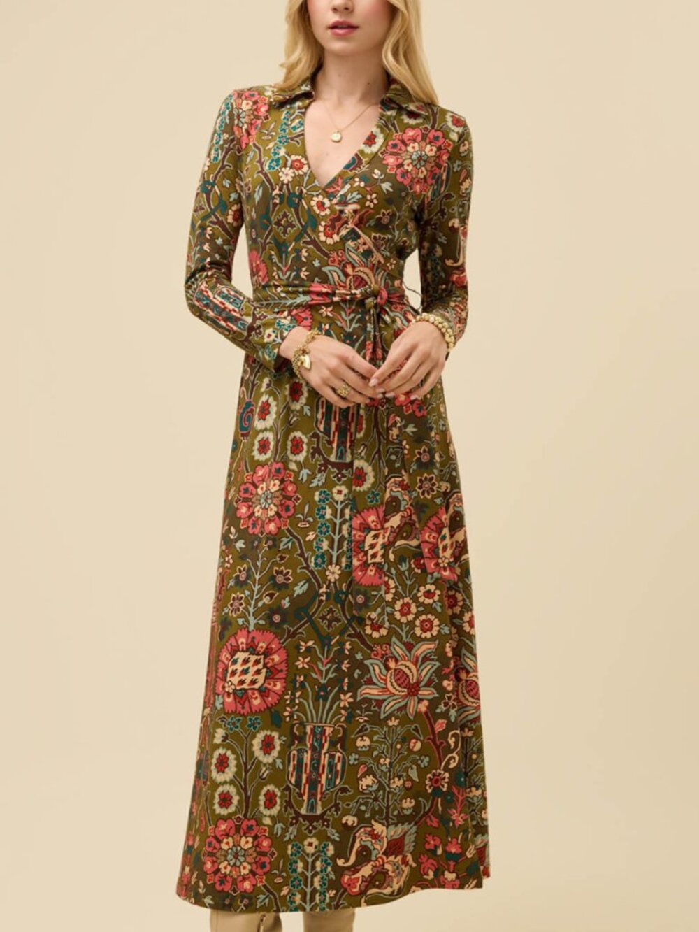 Spartina 449 Iris Jersey Midi Dress In Guerard Estate Olive - Size Small - NWT